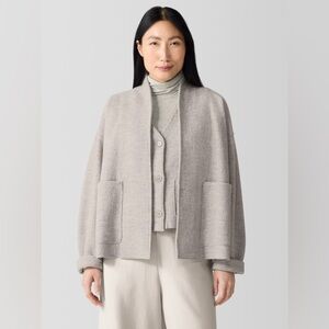 EILEEN FISCHER | boiled wool high collar jacket | size xxs